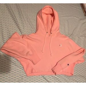 Pink cropped champion hoodie